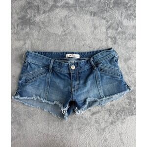 Y2K 2000s Hollister Low Rise Mini Micro Denim Shorts McBling Bratz Size 9 W29